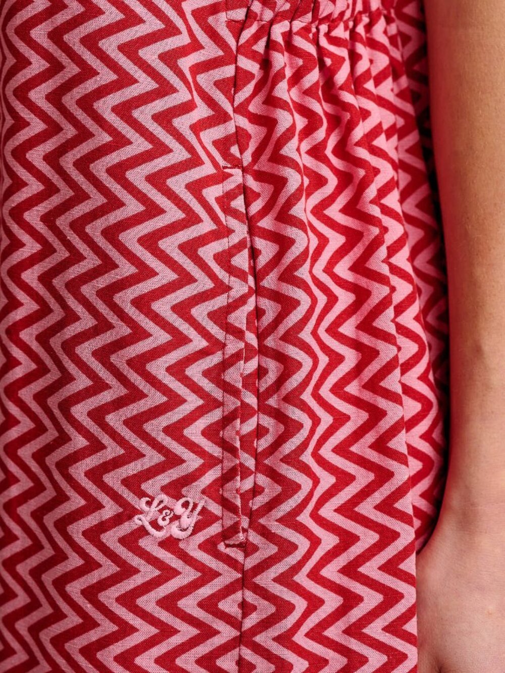 NWT Lucy & Yak Tilda Jumpsuit Pink Zig Zag UK 16 US 12 Sold Out Online - Picture 3 of 4